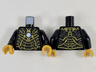 Torso Armor with Metallic Light Blue and White Circle Arc Reactor, Dark Silver and Gold Trim Pattern (Iron Man Mark 41) / Black Arms / Pearl Gold Hands