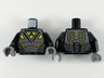 Torso Space Armor Pearl Dark Gray Plates with Copper Trim and 3 Yellow Triangles Blacktron I Logo Pattern / Black Arms / Dark Bluish Gray Hands