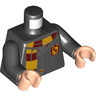 Torso Hogwarts Robe Clasped with Gryffindor Shield and Scarf Pattern / Black Arms / Light Nougat Hands