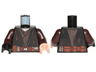 Torso SW Jedi Robe, Reddish Brown Belt, Tattered and Dirt Stains Pattern (Anakin) / Dark Brown Arms / Light Nougat Hand Left / Black Hand Right