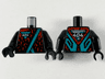 Torso Robe, Dark Turquoise Hems and Triangle with White '404', Red Splotches Pattern / Black Arms / Black Hands