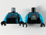 Torso Speed Champions Jumpsuit, Medium Azure Top Panel and Stripe, Black Triangles and White 'Panasonic JAGUAR' Pattern / Medium Azure Arms / Black Hands