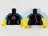 Torso Female Wetsuit, Coral and Dark Azure Trim and Turtle Logo Pattern / Yellow Arms with Molded Dark Azure Short Sleeves Pattern / Yellow Hands