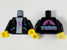 Torso Jacket, White Shirt with Dark Pink Lightning Bolt, 'TOUR' and Cityscape on Back Pattern / Black Arms / Yellow Hands