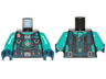 Torso Diving Suit with Dark Turquoise Shark and Anchor and Dark Pink Octopus Pattern / Dark Turquoise Arms / Dark Blue Hands