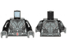 Torso Female Outline, Black Suit with Gray and Silver Lines and Belt with Red Buckle Pattern / Black Arms with Gray Shoulder Armor, Gray and Gold Stripes Pattern / Dark Bluish Gray Hands