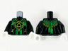 Torso Robe, Bright Green Mesh Shawl, Lime Celtic Knot and Ninjago Logogram Letter D and Letter R Pattern / Black Arms / White Hands