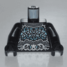 Torso Medium Azure Armor and Silver Ghost Skull Belt Pattern / Black Arms / Black Hands