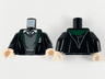 Torso Robe with Dark Green Hem and Slytherin Logo, White Shirt Collar and Dark Bluish Gray Sweater Pattern / Black Arms / Light Nougat Hands