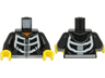Torso Hoodie with White Skeleton Torso, Pockets and Silver Zipper over Orange Shirt Pattern / Black Arms / Yellow Hands