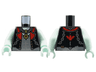 Torso Vest with Red Lapels, Dark Bluish Gray Shirt, Silver Chains, Gold Pendant, Bat on Back Pattern / Light Aqua Arms / Light Aqua Hands