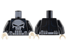 Torso Large White Skull and Utility Belt, Dark Blue Muscle Lines Pattern / Black Arms / White Hands