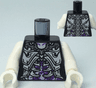 Torso Monkie Kid Skeleton Female, Ribs over Dark Purple and Medium Lavender Swirls Pattern / White Arms / White Hands