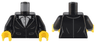 Torso Female Suit Jacket with Pockets over White Button Up Shirt with Collar, Dark Bluish Gray Neck Pattern / Black Arms / Yellow Hands