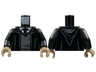 Torso Robe with Hood, Dark Bluish Gray Sweater, White Shirt and Hogwarts Crest Tie Pattern / Black Arms / Dark Tan Hands