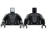 Torso Female Catsuit, Pearl Dark Gray Center Panel and Trim, Silver Zipper and Buckle Pattern / Black Arms / Black Hands