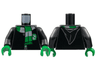 Torso Hogwarts Robe Clasped with Slytherin Shield and Scarf Pattern / Black Arms / Green Hands