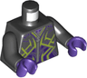 Torso Jacket with Zipper, Dark Purple and Lime Lines Pattern / Black Arms / Dark Purple Hands