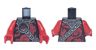 Torso Red Smoke, Black and Silver Collar and Strap, Black and Red Monkey Head with White Pointed Teeth Pattern / Red Arms / Red Hands