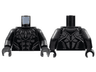 Torso Super Hero Costume with Dark Silver Armor Panels, Silver Animal Tooth / Claw Necklace and Trim Pattern / Black Arms / Black Hands