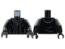 Torso Jacket with Hood, Silver Zipper, Dark Bluish Gray Collar, Hem, and Pocket Outlines Pattern / Black Arms / Black Hands