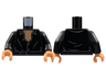 Torso Shirt Partially Open with Buttons, Belt with Silver Buckle, Nougat Hairy Chest Pattern / Black Arms / Nougat Hands