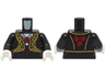 Torso La Catrina Open Jacket with Elaborate Gold Trim, Necklace, Red Roses, Dark Red Laces, White Collar Pattern (BAM) / Black Arms / White Hands
