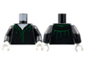 Torso Robe, White Neck, Green Hems and Gathers Pattern / Black Arms / White Hands