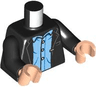 Torso Open Suit Jacket over Bright Light Blue Shirt with White Buttons Pattern / Black Arms / Light Nougat Hands