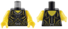 Torso Female Dress with Gold Lines and Vines, Silver Lines, Dots, Bow and Necklace Pattern / Yellow Arms / Yellow Hands