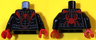 Torso Spider-Man Costume, Dark Bluish Gray Webbing, Red Spider and Lapels Pattern (Miles Morales) / Black Arms / Red Hands