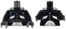 Torso Racing Suit with Dark Bluish Gray Trim, White Panels and 'PAGANI' and Silver Stitching Pattern / Black Arms / Dark Bluish Gray Hands