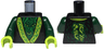 Torso Robe with Lime Trim over Dark Green Undershirt with Spirit Eyes and Green Wisps Pattern / Dark Green Arms / Lime Hands