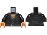 Torso Shirt Partially Open with Pocket and Button, Belt with Silver Buckle, Nougat Hairy Chest, Pendant Necklace Pattern / Black Arms / Nougat Hands