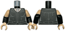 Torso Female Corset Dress with Dark Bluish Gray Laces and Stitching, Silver Pendant Necklace, Light Nougat Neck Pattern / Black Arms with Molded Light Nougat Short Sleeves Pattern / Light Nougat Hands
