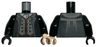 Torso Jacket Open over Dark Bluish Gray Vest with Dark Red Trim, Bright Pink Ascot Pattern / Black Arms / Light Nougat Hand Left / Black Hand Right