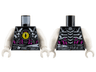 Torso White and Dark Bluish Gray Skeleton and Waist Wrappings, Yellow Eye with Slit Pupil, Magenta Tubes Pattern / White Arms / White Hands