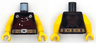 Torso Dark Red Overalls with Tools, Chain, Medium Nougat Belt with Silver Buckle, Helmet and Crossed Hammers on Back Pattern / Yellow Arms / Yellow Hands