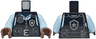 Torso Police Safety Vest, Silver Star Badge Logo, Dark Bluish Gray Radio, Belt with Buckle and Pouches, Bright Light Blue Shirt Pattern / Bright Light Blue Arms / Umber Hands