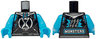 Torso Hoodie with White Hourglass and Hood, Dark Bluish Gray Pockets and Stitching, 'MONSTERS' on Back Pattern / Dark Azure Arms / Dark Azure Hands