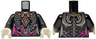 Torso Magenta and Silver Swirls, Gold Diamond and Necklace, Tied on Back Pattern / Black Arms / White Hands
