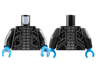 Torso Armor with Sloping Panels with Dark Bluish Gray Edges over Dark Silver Grid of Rectangles Pattern / Black Arms / Dark Azure Hands