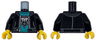 Torso Jacket Open with Pockets and Silver Zipper over Dark Turquoise Shirt with Dark Pink, Dark Bluish Gray, and Light Bluish Gray Hawk Head Logo Pattern / Black Arms / Yellow Hands