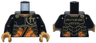 Torso Armor Plates over Orange Tunic, Gold Trim and Ninjago Logogram Letter C, 'COLE' on Back Pattern / Black Arms / Pearl Gold Hands