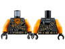 Torso Tunic with Dark Bluish Gray Shoulders, Orange Scarf, Gold Dragon Head and Ropes and Silver Carabiner Pattern / Orange Arms / Black Hands