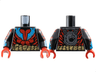 Torso Red Muscles and Stripes, Dark Azure and Metallic Light Blue Blades, Dark Tan Rope Belt Pattern / Black Arms with Stripes and Gauntlets Pattern / Red Hands