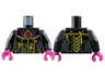 Torso Armor, Magenta Spiral and Zigzags, Yellow Lines, Splotches and Chevrons, Dark Bluish Gray Trim Pattern / Black Arms / Magenta Hands