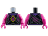 Torso Hoodie with Dark Purple Hood, Magenta Spiral and Skin Behind Tears, Yellow Diamond Pattern / Magenta Arms / Magenta Hands