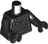 Torso LotR Ringwraith Tattered Robe, Shirt and Waist Sash with Dark Bluish Gray Contours and Creases Pattern / Black Arms / Black Hands