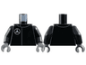 Torso Racing Suit with White Mercedes-Benz Logo Pattern / Black Arms / Dark Bluish Gray Hands